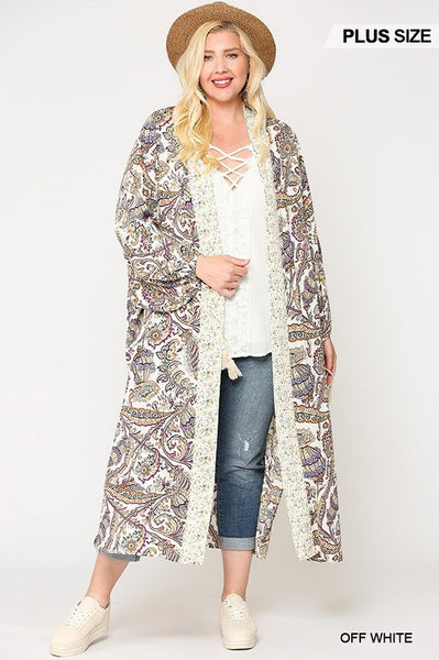 Mix-printed Open Front Kimono With Side Slits - Deals Kiosk