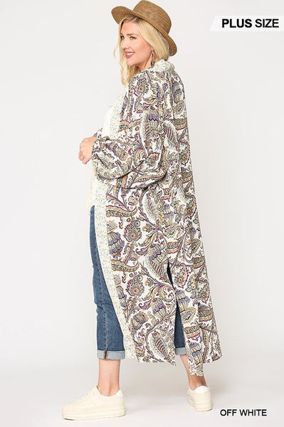 Mix-printed Open Front Kimono With Side Slits - Deals Kiosk