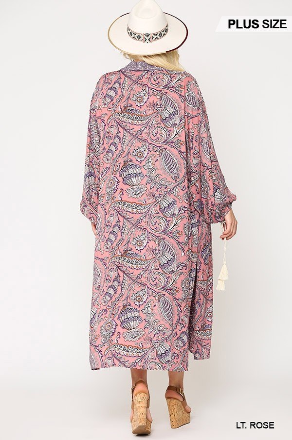 Mix-printed Open Front Kimono With Side Slits - Deals Kiosk