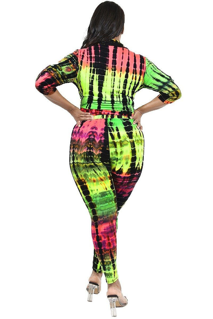Plus Neon Tie-dye 2 Piece Legging Set - Deals Kiosk