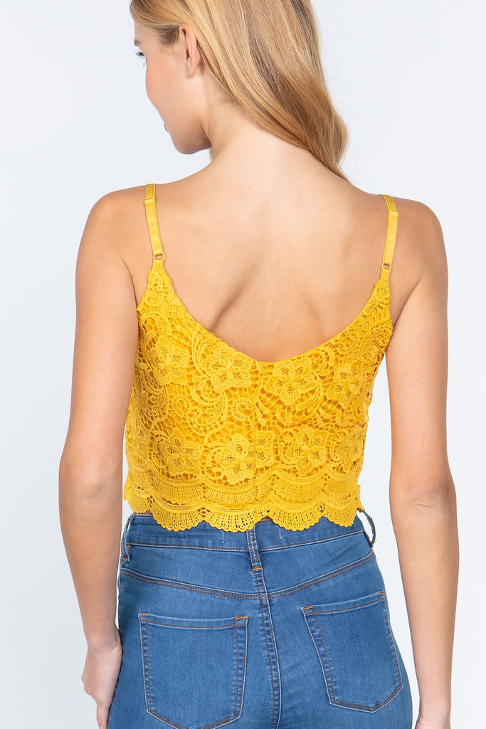 Crochet Lace Cami Woven Top - Deals Kiosk
