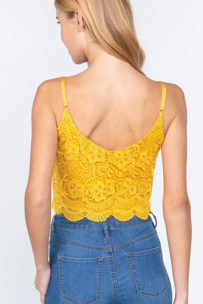 Crochet Lace Cami Woven Top - Deals Kiosk