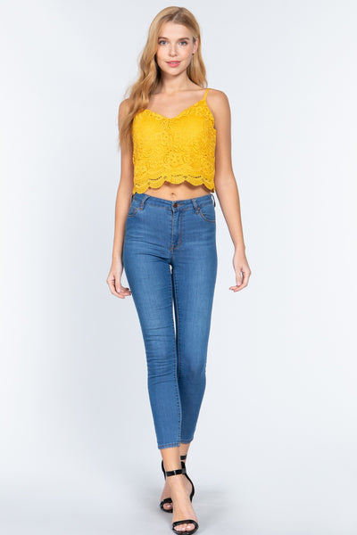 Crochet Lace Cami Woven Top - Deals Kiosk