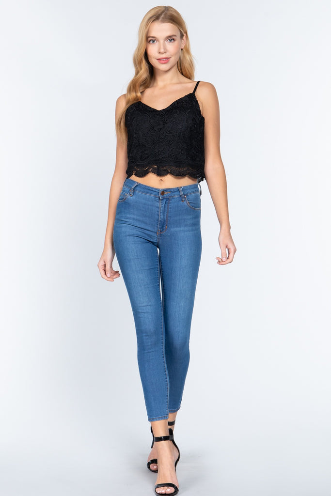 Crochet Lace Cami Woven Top - Deals Kiosk