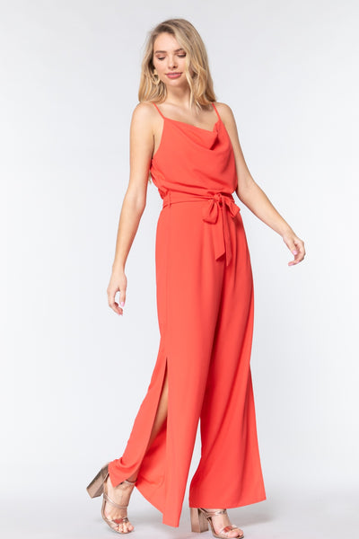 Cowl Neck Cami Woven Jumpsuit - Deals Kiosk