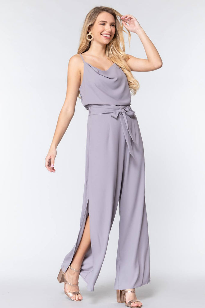 Cowl Neck Cami Woven Jumpsuit - Deals Kiosk