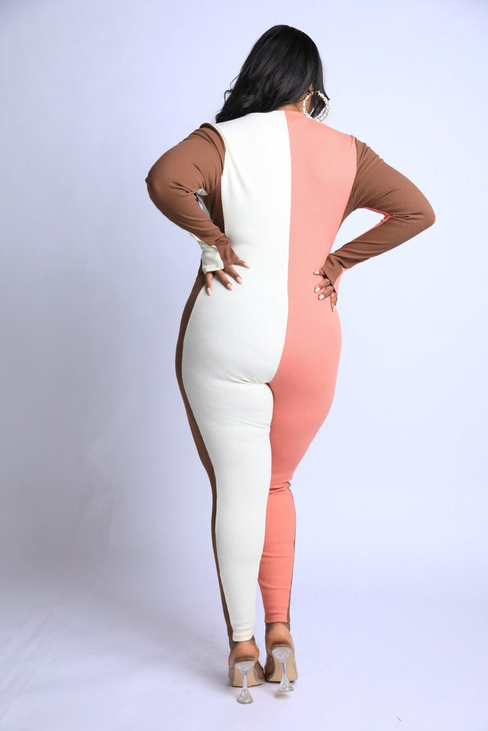 Color Blocked Rib Jumpsuit - Deals Kiosk