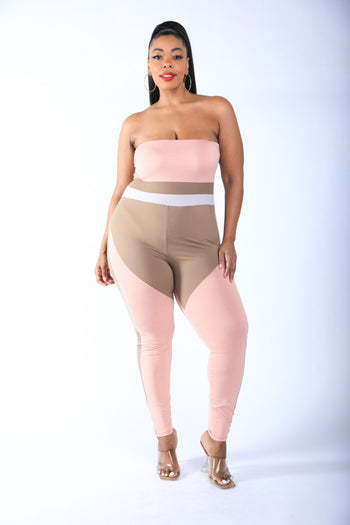 Color Blocked Tube Jumpsuit - Deals Kiosk