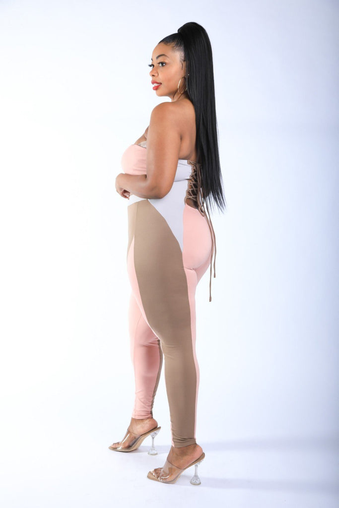 Color Blocked Tube Jumpsuit - Deals Kiosk