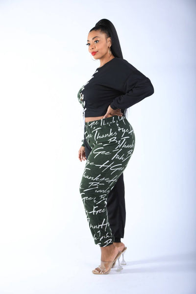 Color Blocked Lace Up Front Jogger Set - Deals Kiosk