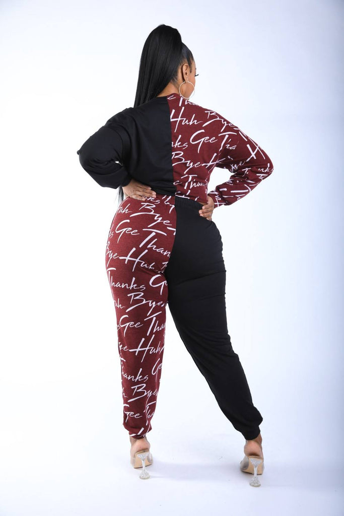 Color Blocked Lace Up Front Jogger Set - Deals Kiosk