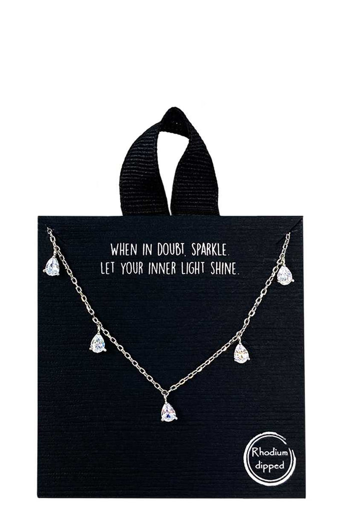 18k Gold Rhodium Dipped Rhinestone Dangle Necklace - Deals Kiosk