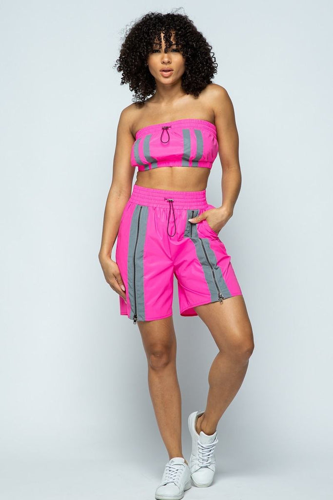 Cropped Mini Tube Top/lined Thigh Length Shorts Set - Deals Kiosk