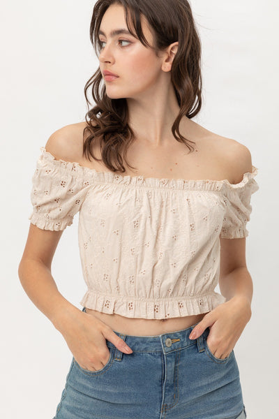 Off Shoulder, Cropped Top Puff Sleeve - Deals Kiosk