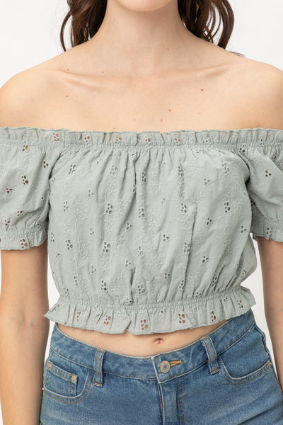 Off Shoulder, Cropped Top Puff Sleeve - Deals Kiosk