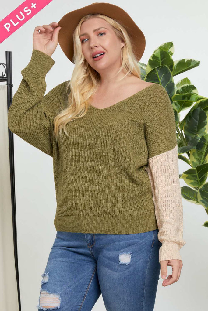 Color Block V Neck Sweater - Deals Kiosk