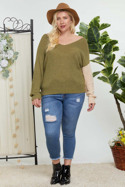 Color Block V Neck Sweater - Deals Kiosk