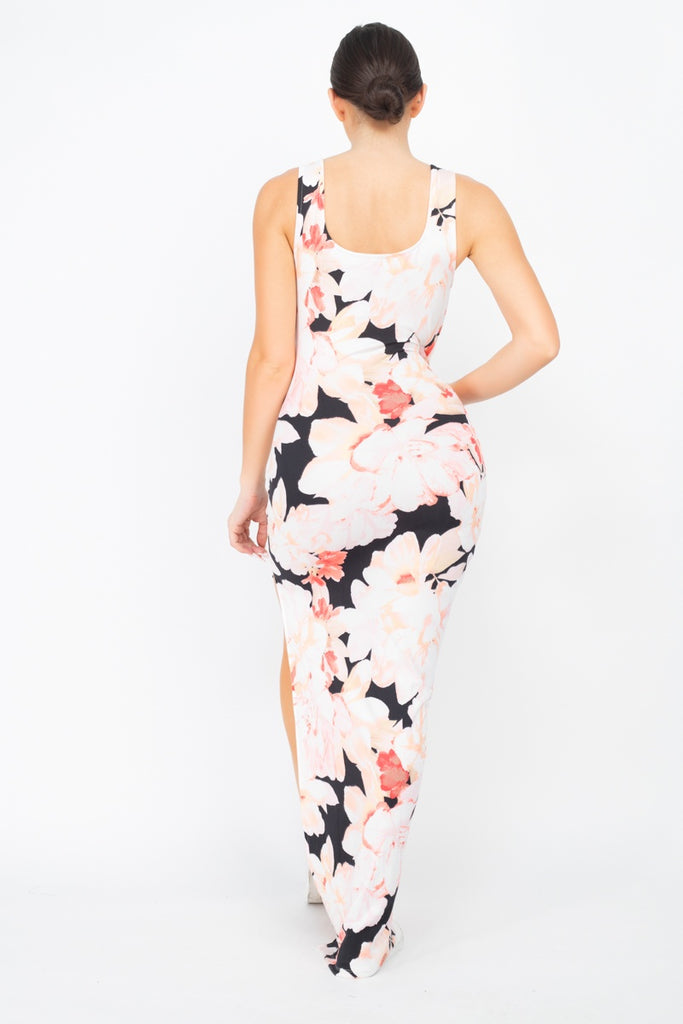 Floral Silted Maxi Dress - Deals Kiosk