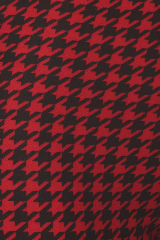 Hounds Tooth Print, High Rise, Fitted Leggings, With An Elastic Waistband - Deals Kiosk
