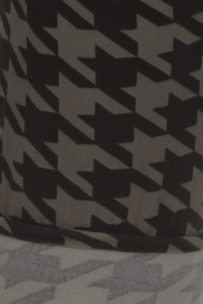 High Waisted Hound Tooth Printed Knit Legging With Elastic Waistband - Deals Kiosk