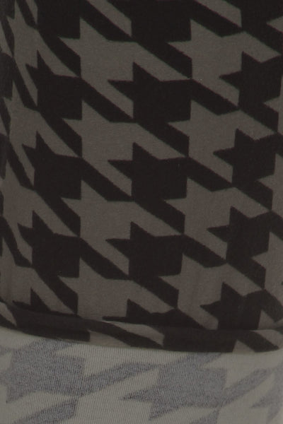 High Waisted Hound Tooth Printed Knit Legging With Elastic Waistband - Deals Kiosk