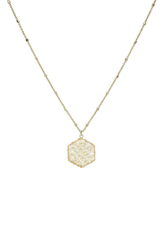 Fashion Pearl Wraps Hexagon Pendant Necklace - Deals Kiosk