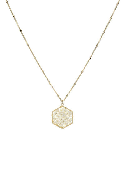 Fashion Pearl Wraps Hexagon Pendant Necklace - Deals Kiosk