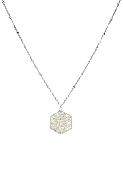 Fashion Pearl Wraps Hexagon Pendant Necklace - Deals Kiosk