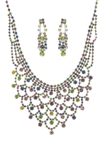 Fashion Design Rhinestone Necklace And Earring Set - Deals Kiosk