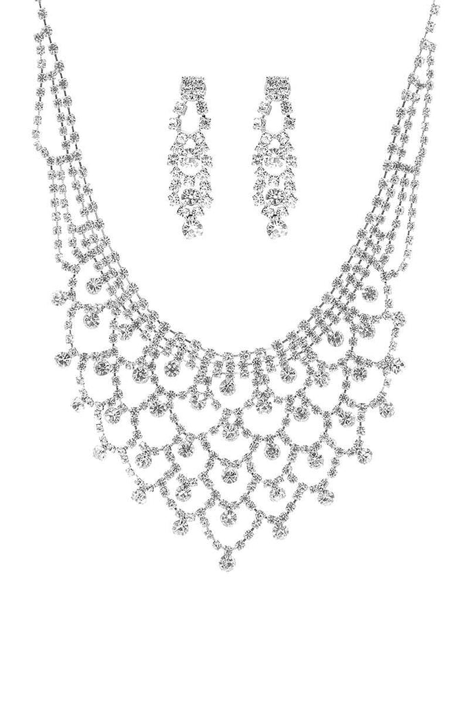 Fashion Design Rhinestone Necklace And Earring Set - Deals Kiosk