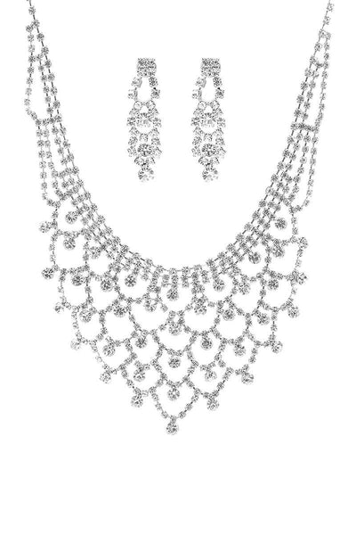Fashion Design Rhinestone Necklace And Earring Set - Deals Kiosk