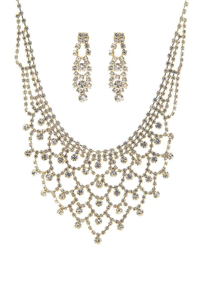 Fashion Design Rhinestone Necklace And Earring Set - Deals Kiosk