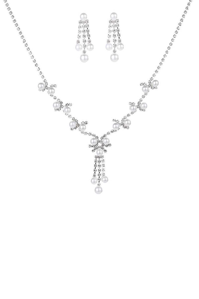 Fashion Multi Pearl Dangle Necklace And Earring Set - Deals Kiosk