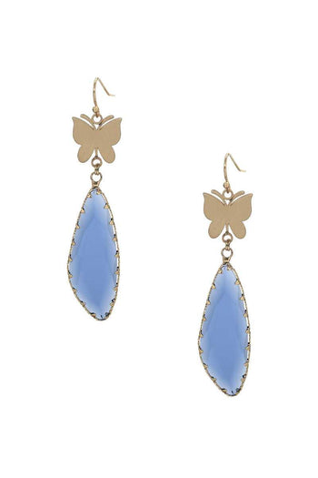 Fashion Butterfly Clear Stone Dangle Earring - Deals Kiosk