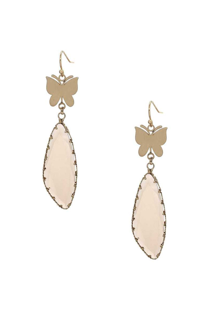 Fashion Butterfly Clear Stone Dangle Earring - Deals Kiosk