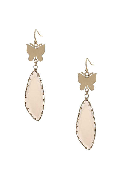 Fashion Butterfly Clear Stone Dangle Earring - Deals Kiosk