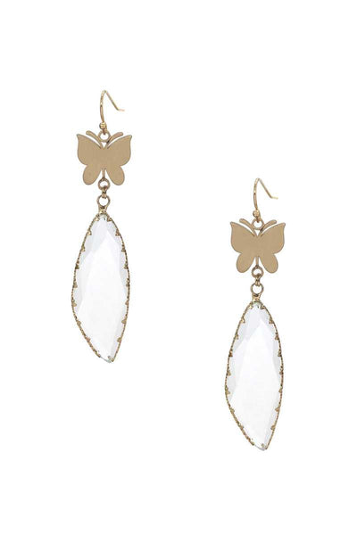 Fashion Butterfly Clear Stone Dangle Earring - Deals Kiosk