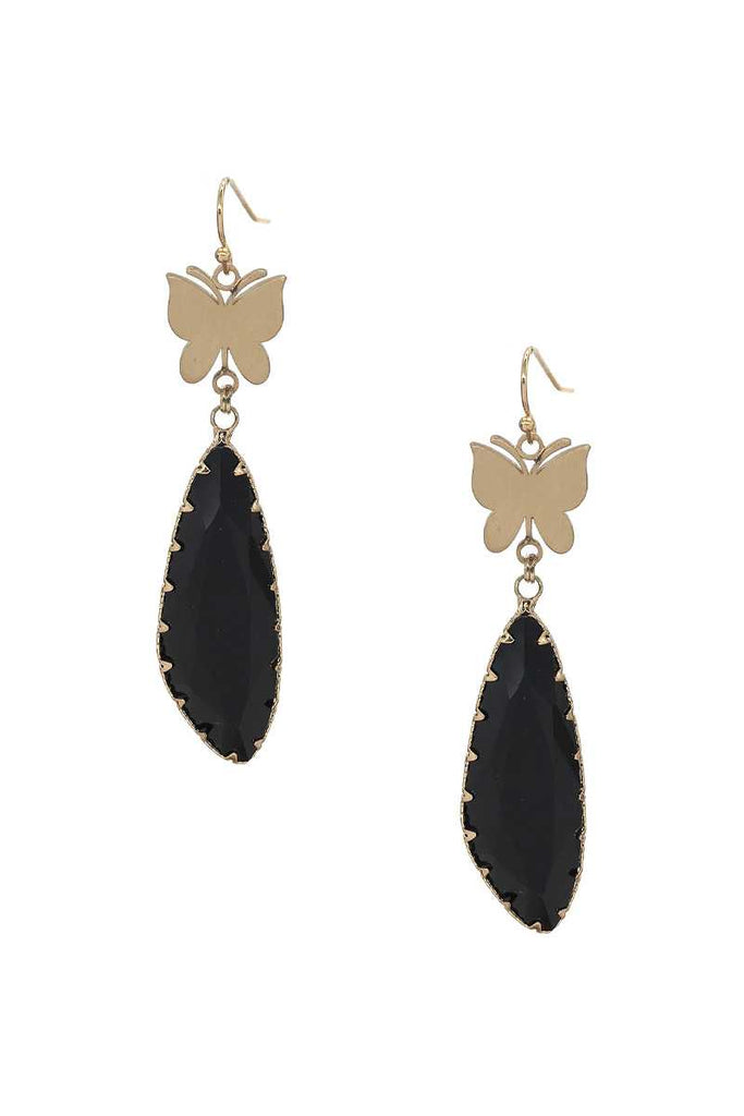 Fashion Butterfly Clear Stone Dangle Earring - Deals Kiosk