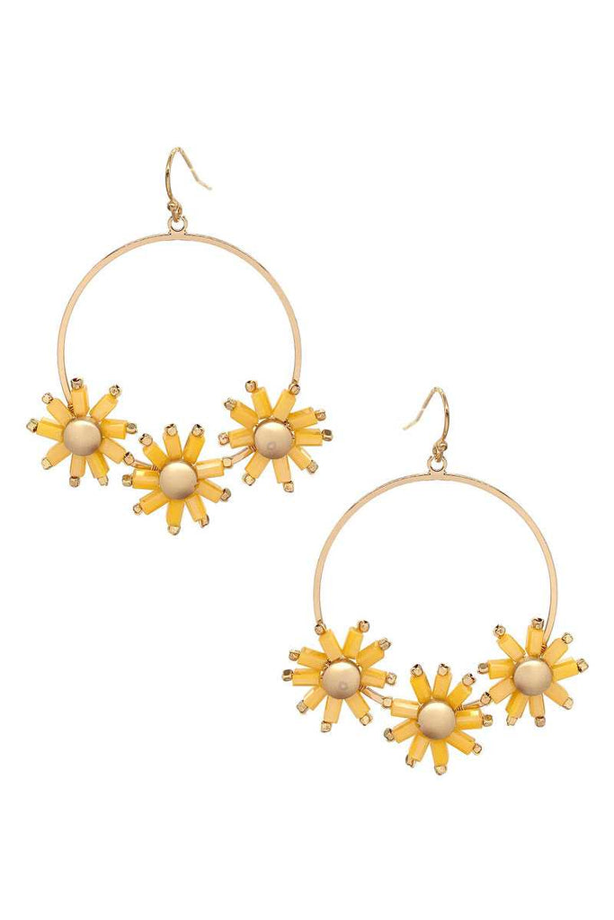 Flower Color Stone Hook Earring - Deals Kiosk