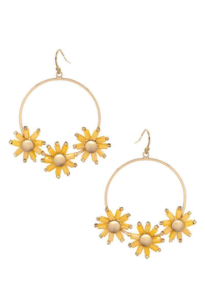 Flower Color Stone Hook Earring - Deals Kiosk