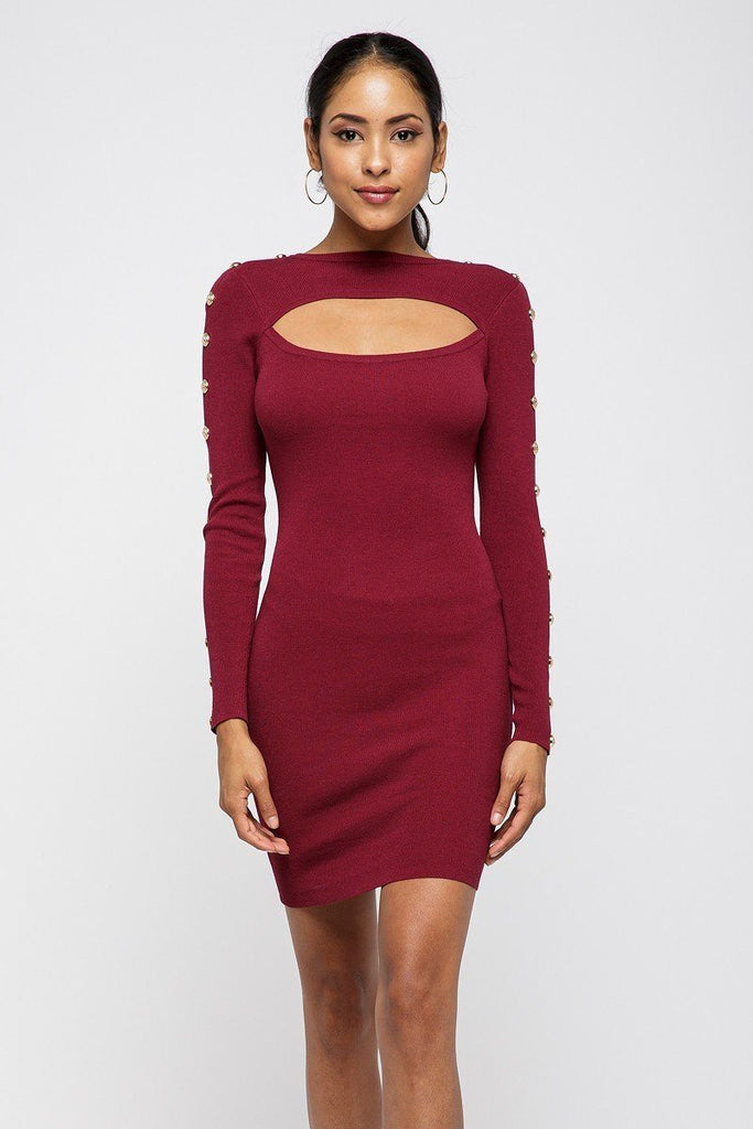 Button Down Sleeves Mini Dress - Deals Kiosk