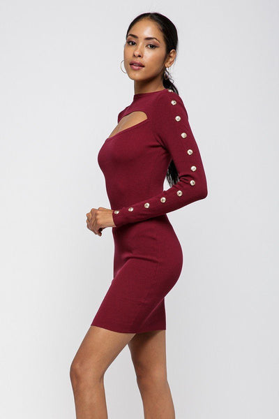 Button Down Sleeves Mini Dress - Deals Kiosk