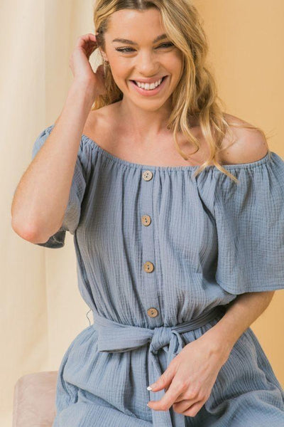 A Textured Woven Romper - Deals Kiosk