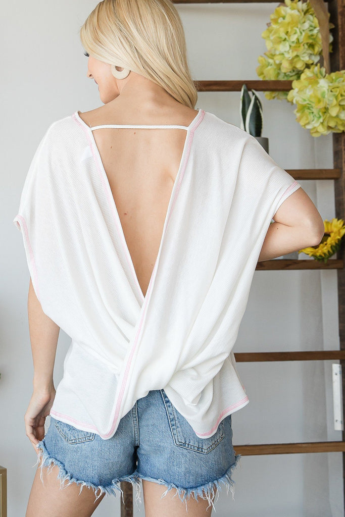 Open Back Wide Sleeve Shorsleeve Top - Deals Kiosk
