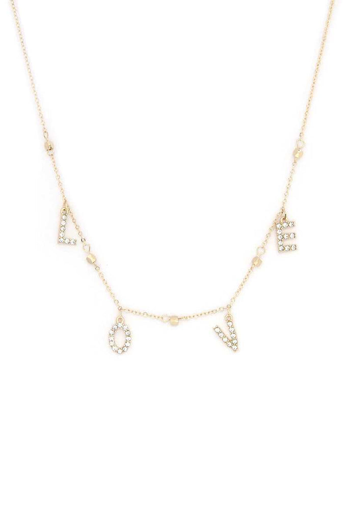 Love Rhinestone Charm Necklace - Deals Kiosk