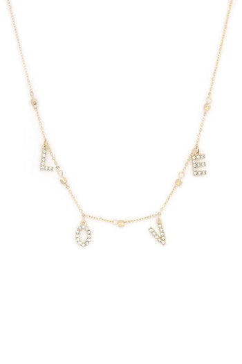 Love Rhinestone Charm Necklace - Deals Kiosk
