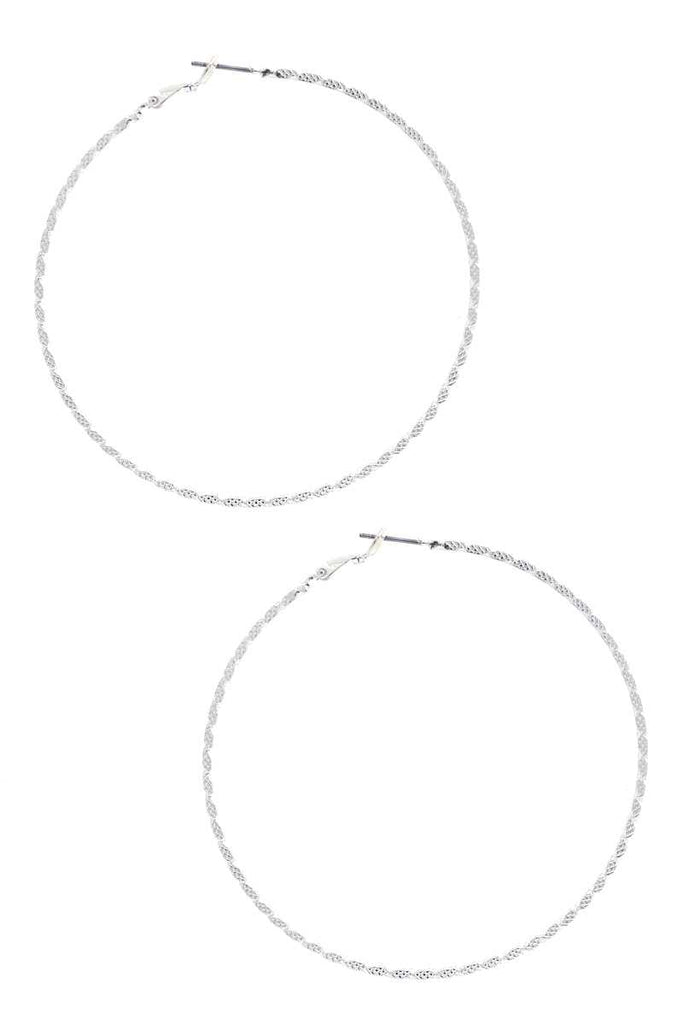 Lined Metal Hoop Earring - Deals Kiosk