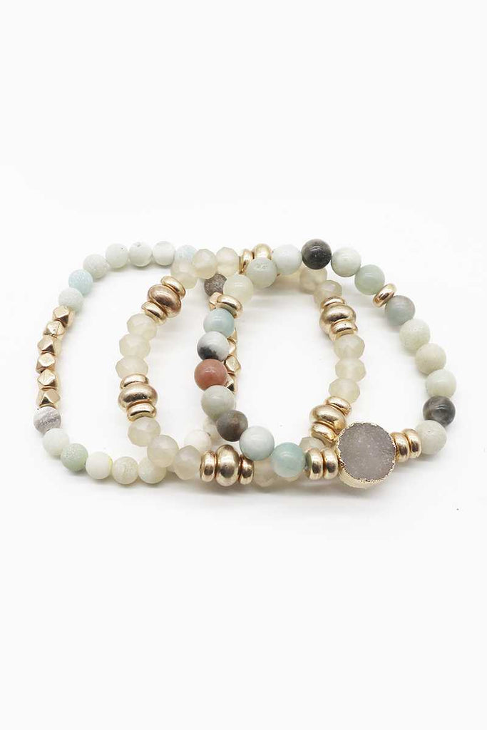 Natural Stone Bead Stretch Multi Bracelet - Deals Kiosk