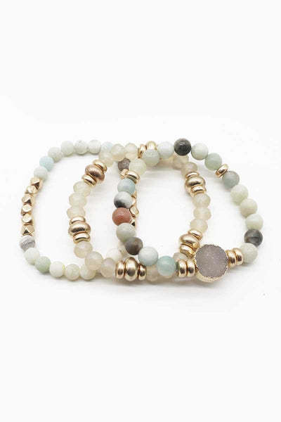 Natural Stone Bead Stretch Multi Bracelet - Deals Kiosk