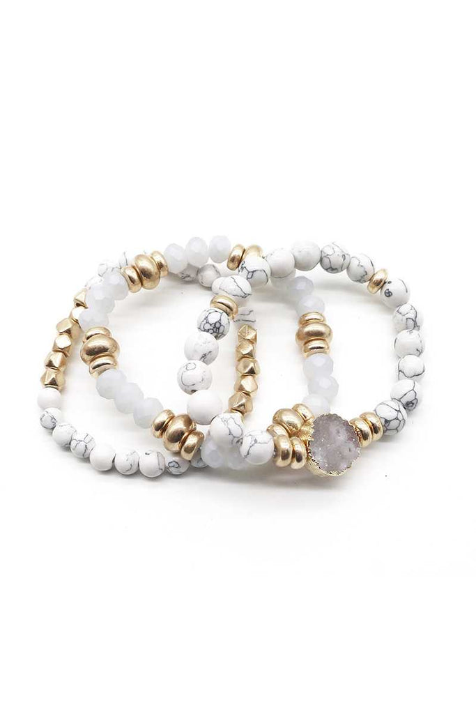 Natural Stone Bead Stretch Multi Bracelet - Deals Kiosk